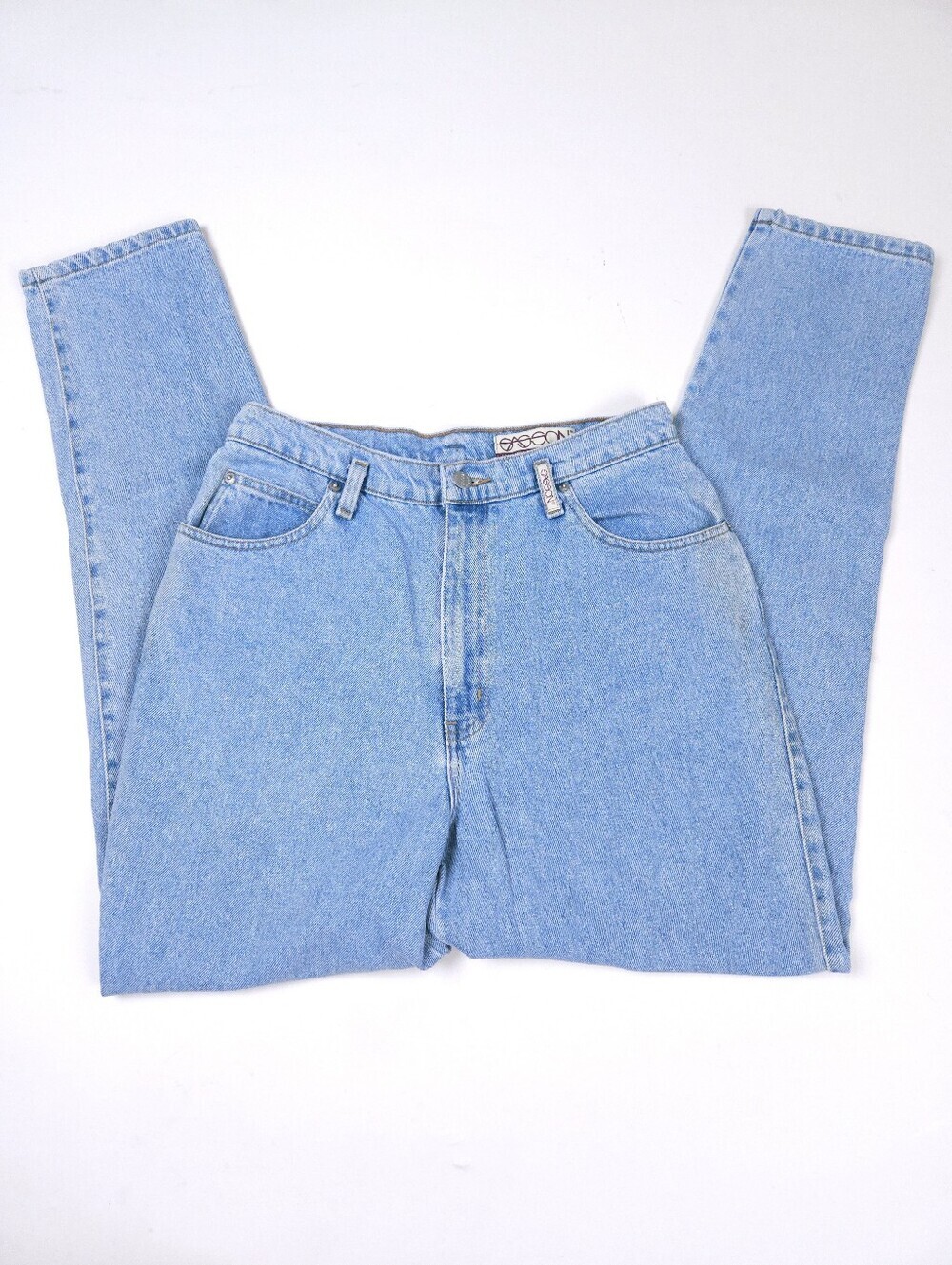 Sasson Vintage Blue Cotton Mom Jeans 90s Tapered High Waist 28x31 - Picture 14 of 14